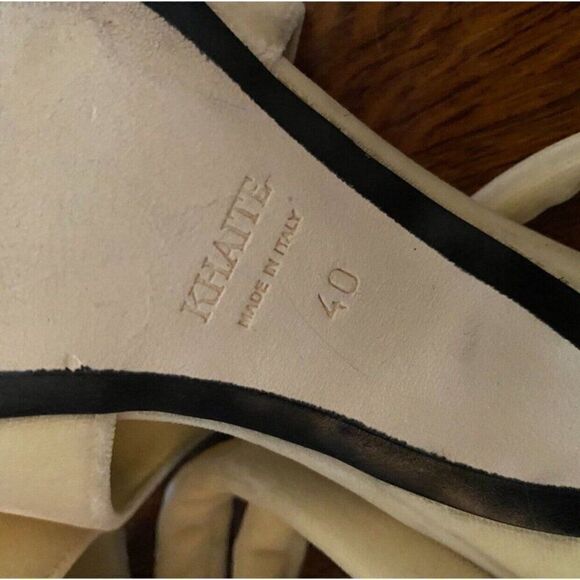 Khaite Authentic Volosa Runway Velvet Solid Cream Ivory Medium Heels Mules 10 - Picture 7 of 8